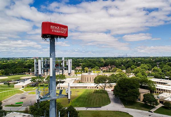 Aerial view of radio tower